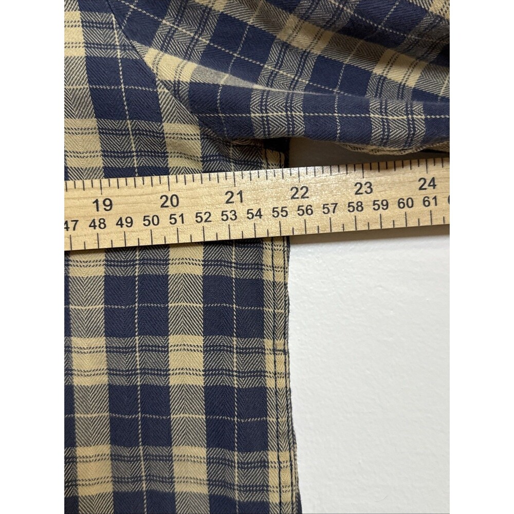 Volcom Cotton Shirt Mens Plaid Modern Fit Button Up Pocket Large Yellow & Blue - Picture 11 of 11